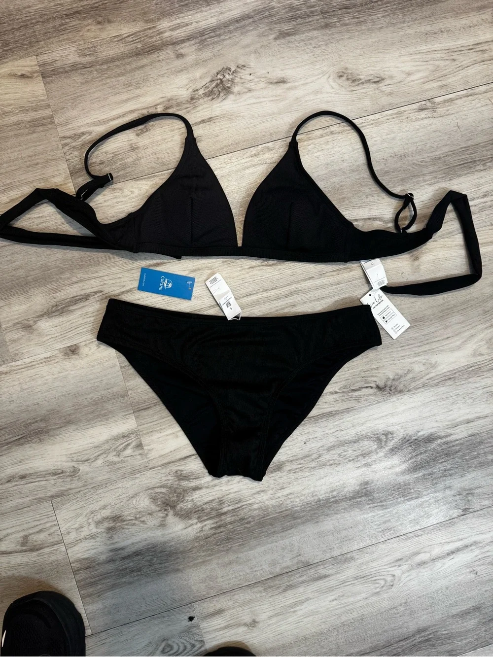 NWT Black Triangle Bikini Top and Bottom - Women Swim - Picture 2 of 4